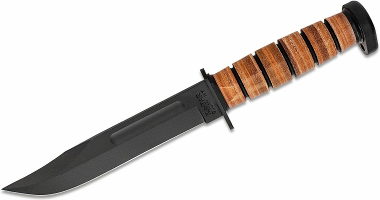 Viacúčelový nôž KA-BAR Dog's Head 18 cm čierny s koženým puzdrom