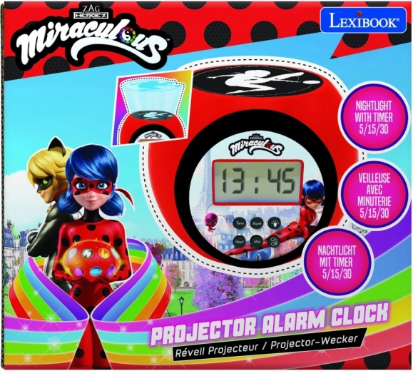 Budík s projektorom Miraculous: Zázračná Beruška a Čierny kocúr