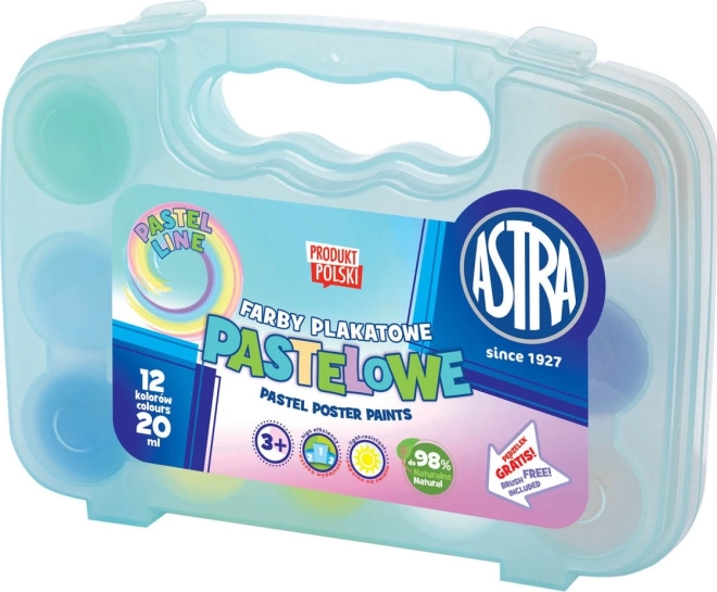 Temperové farby ASTRA pastelové 12×20 ml v plastovom kufríku (modrý)