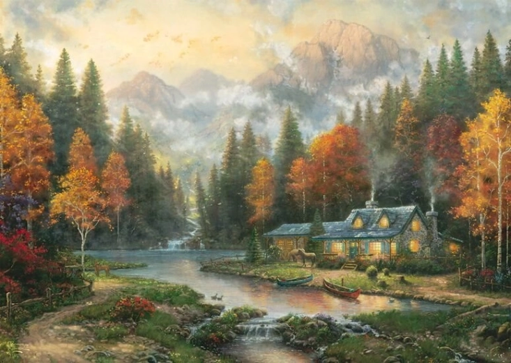 Puzzle Večer pri jesennom jazere 1000 dielikov
