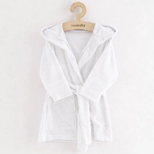 Detský froté župan s kapucňou New Baby, biely