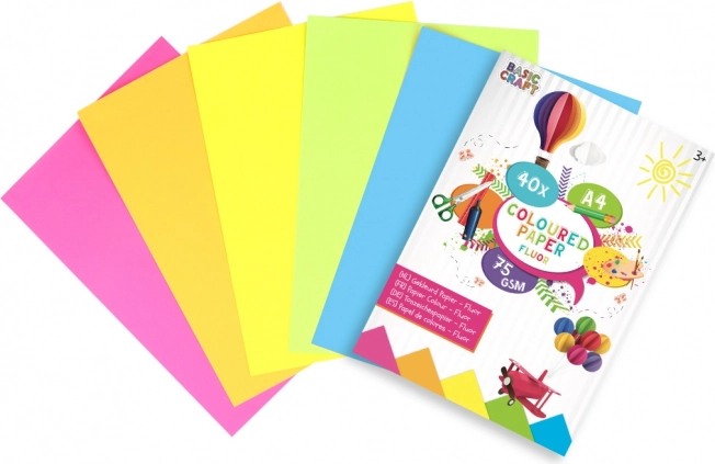 Farebné neonové papiere A4 75 g/m² – 40 listov Grafix