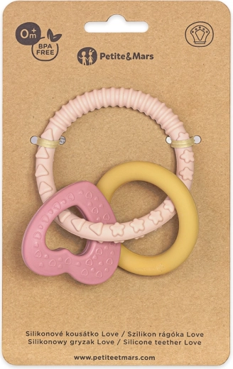 PETITE&MARS silikónové hryzátko Love cute pink 0m+
