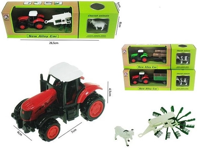 Traktor s prívesom a zvieratkom 16 cm