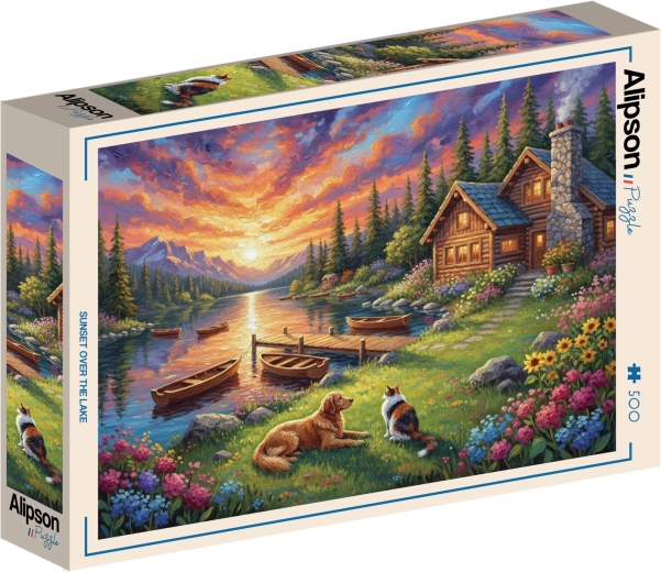 Alipson puzzle Západ slnka nad jazerom 500 dielikov