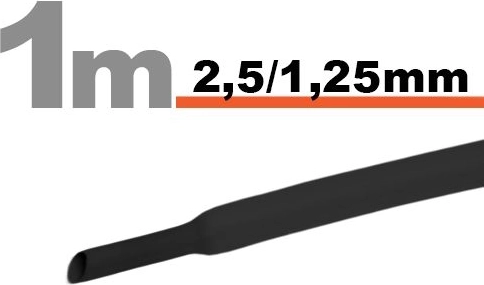 Čierna zmršťovacia bužírka 2,5 / 1,25 mm