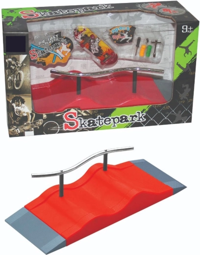 Fingerboard skatepark sada s rampou, zábradlím a príslušenstvom