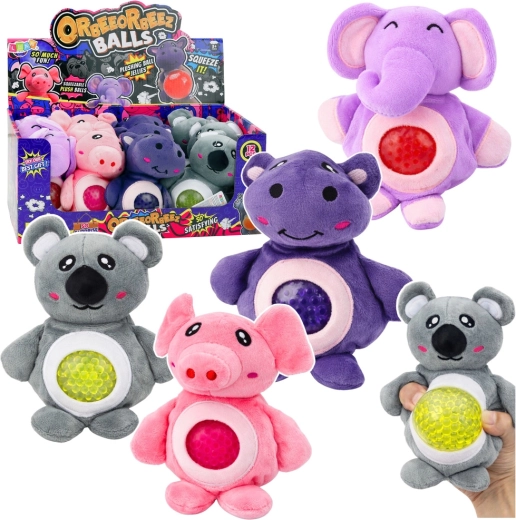 Plyšové senzorické zvieratko na stláčanie s hydrogelovými guľôčkami 15 cm