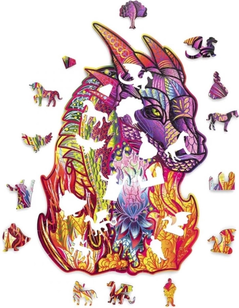 drevené puzzle drak