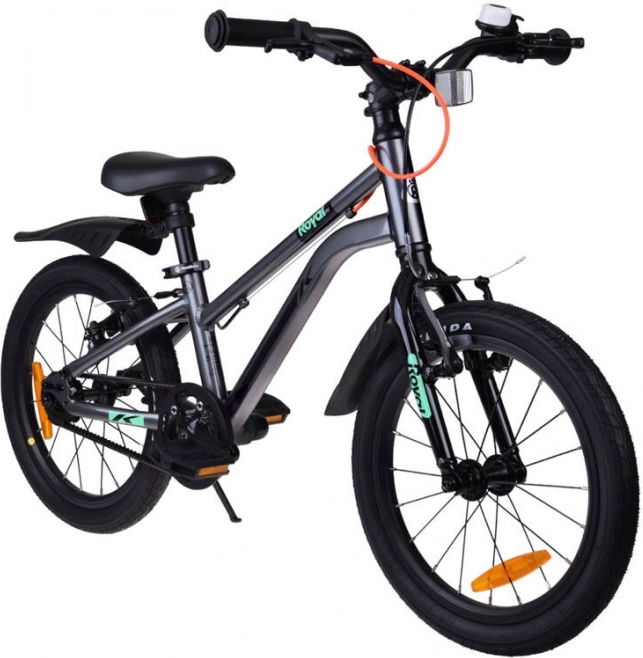 Detský bicykel ROYALBABY Kable Belt 18" s remeňovým pohonom a príslušenstvom – Strieborný