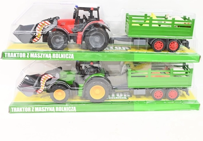 Traktor s čelným nakladačom a zvieratkami