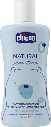 Chicco Natural Sensation sprchový gél 2v1 na telo a vlasy s aloe a harmančekom 200 ml