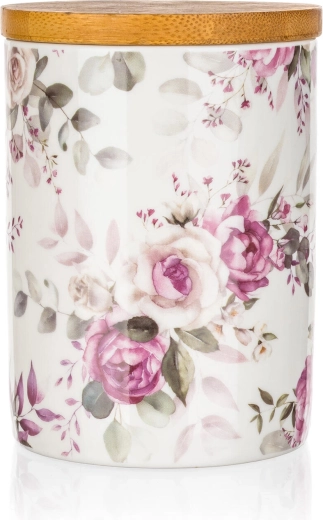Keramická dóza s bambusovým vekom Rose 10 × 13 cm