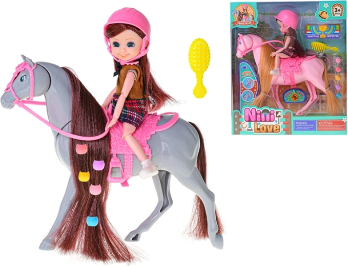 Bábika jazdkyňa s koňom a doplnkami