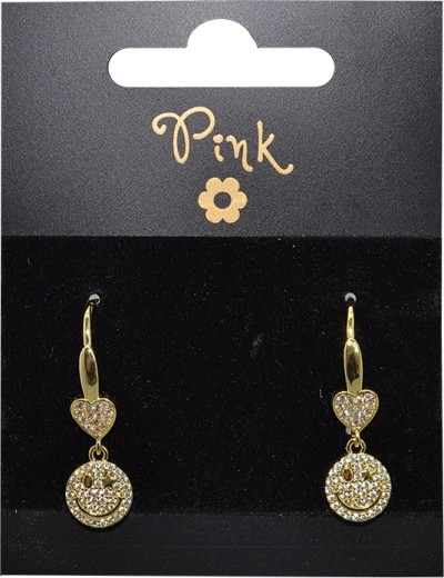 Pozlátené náušnice srdce so smajlíkom