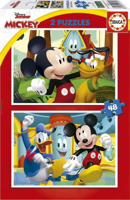 Puzzle EDUCA Mickey Mouse – Zábavný park 2×48 dielikov