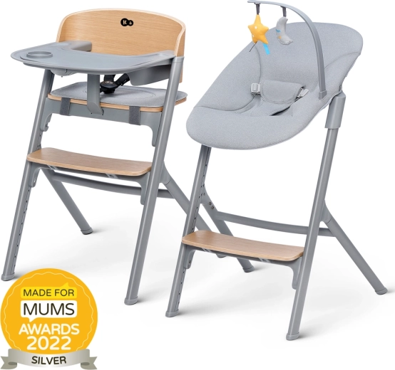 Kinderkraft Select sada jedálenskej stoličky Livy Oak a ležadla Calmee Premium