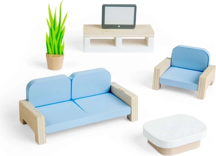 Bigjigs Toys drevený nábytok do domčeka – obývacia izba