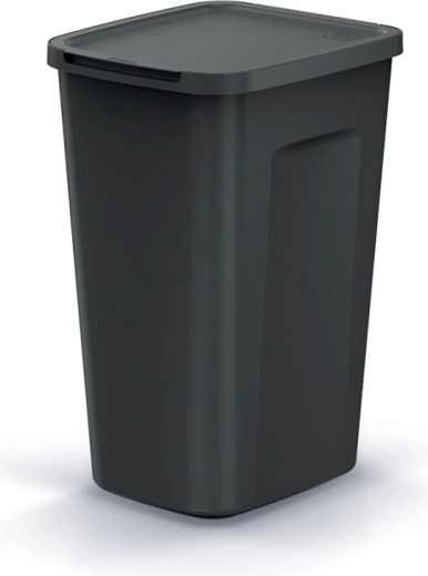 Odpadkový kôš Compacta Q Flap Plus 50 l s vekom stay open – recyklovaný plast, čierny