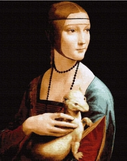 Diamantové maľovanie Dáma s hranostajom 30 × 40 cm NORIMPEX