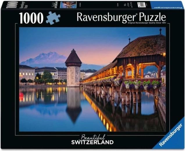 Ravensburger puzzle Beautiful Switzerland: Kaplnkový most, Luzern – 1000 dielikov