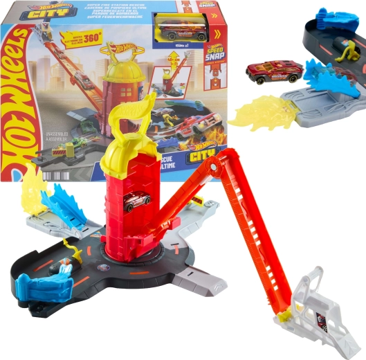 Hot Wheels City super hasičská stanica s kovovým autíčkom
