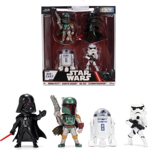 Sada 4 figúrok STAR WARS Metalfigs – Darth Vader, R2‑D2, Stormtrooper a Boba Fett