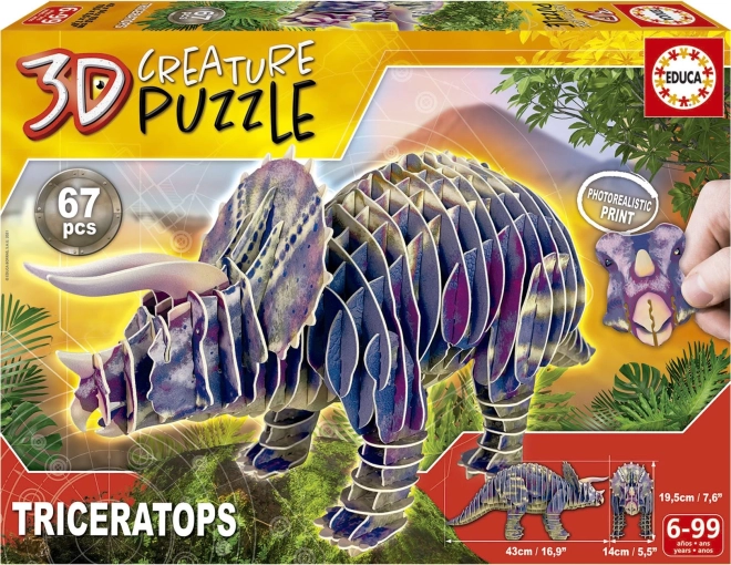 3D puzzle triceratops 67 dielikov