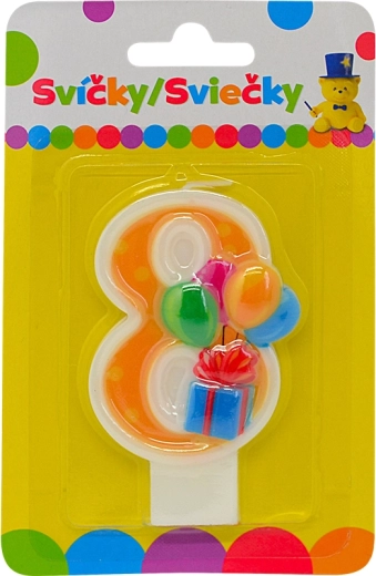 Narodeninová sviečka číslo 8 s balónikmi