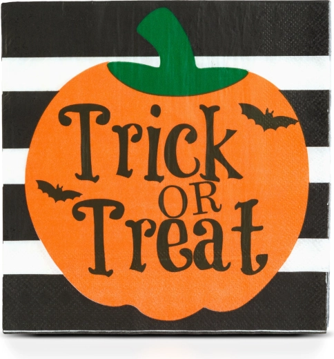 Halloweenske papierové obrúsky s tekvicou, 33 × 33 cm, 16 ks