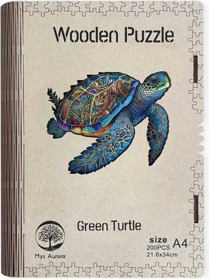 Drevené puzzle Green Turtle A4