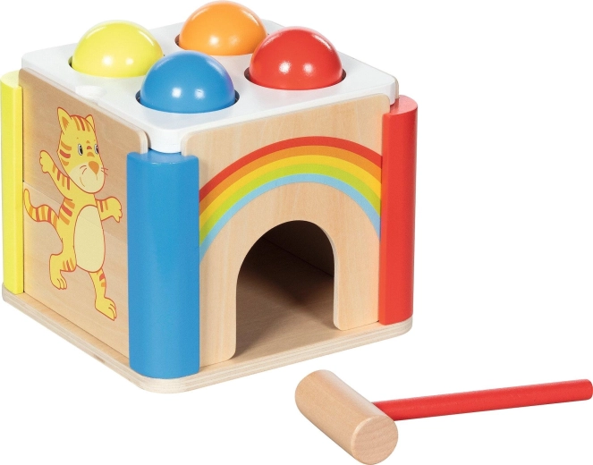 Drevená zatĺkacia kocka Rainbow s vymeniteľnými bočnicami - 1 kus