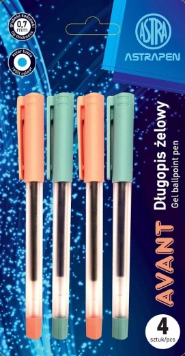 Gélové pero ASTRA Avant 0,7 mm, sada 4 ks