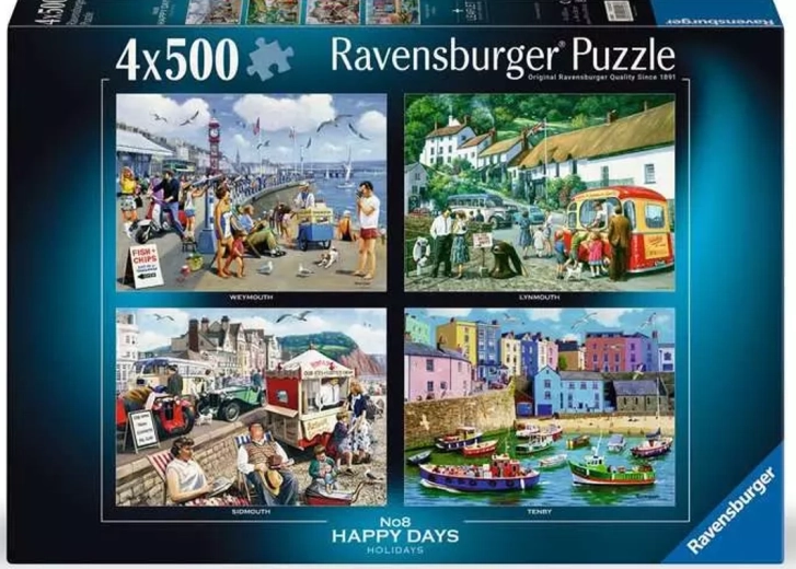 Ravensburger puzzle Happy Days: Dovolenka 4×500 dielikov