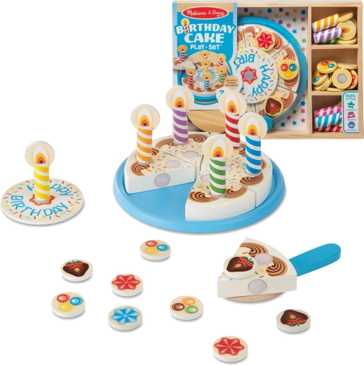 Drevená narodeninová torta na krájanie s doplnkami 34 ks MELISSA & DOUG