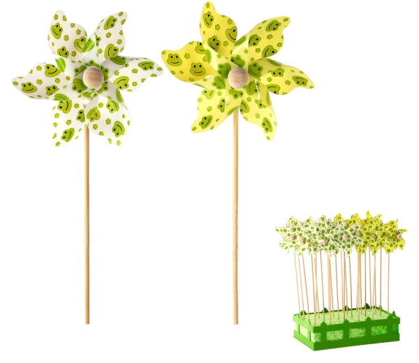 Veterník so žabičkami 9 × 27,5 cm – biely/žltý