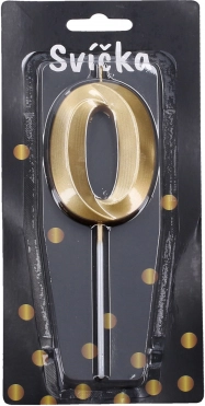 Párty sviečka Zlatá číslica 0