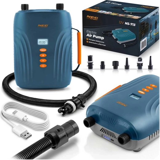 Neo-Sport bezdrôtová elektrická pumpa na SUP a nafukovacie vybavenie s akumulátorom 20 PSI a 6 nadstavcami