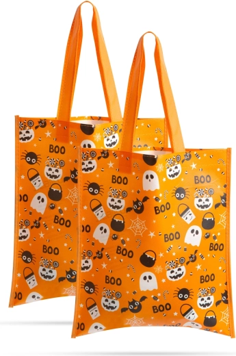 Súprava halloweenskych darčekových tašiek oranžová 27 × 31 cm, 2 ks