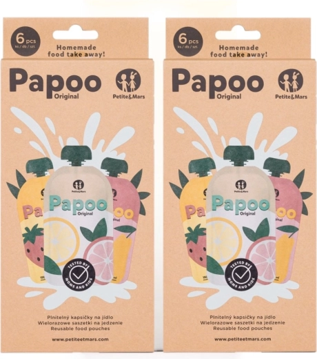 Petite&Mars plniteľné kapsičky na jedlo Papoo Original 1+1 zdarma (12 ks)