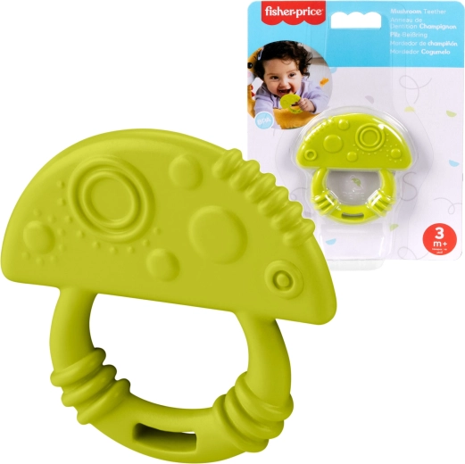 Zelené detské hryzátko v tvare hubky – mäkké a textúrované FISHER-PRICE