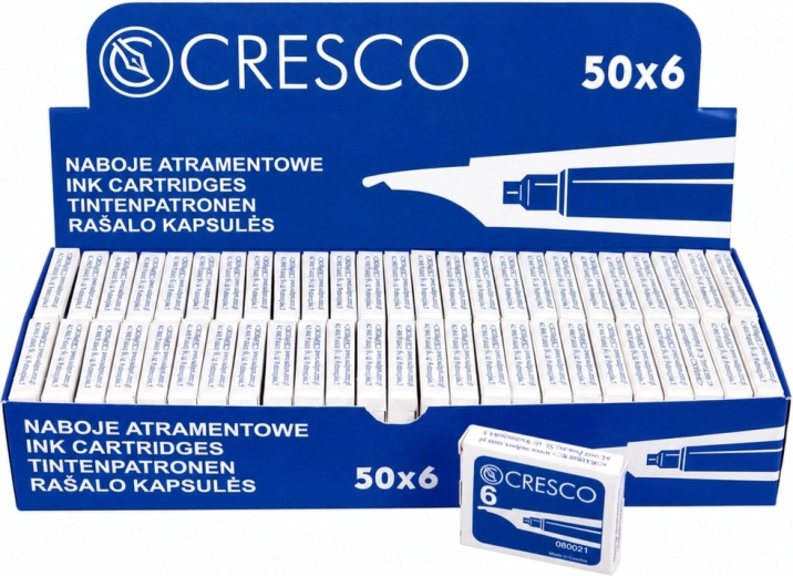 Náplne do plniaceho pera Cresco Sadpex modré, 6 ks
