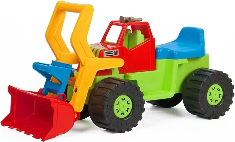 Detské odrážadlo bager s nakladačom BAYO 74 cm – zelené