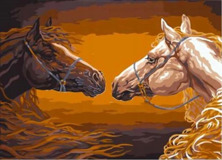 Norimpex Maľovanie podľa čísel Kone s ohnivou hrivou 40 × 50 cm