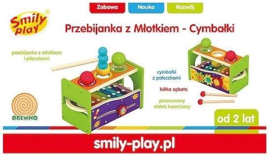 Smilp drevená zatĺkačka s kladivkom a cymbálikmi