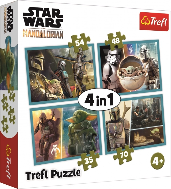 Puzzle 4v1 MANDALORIAN a jeho svet (35–70 dielikov) TREFL