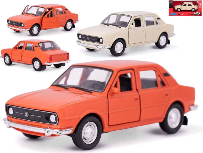 Kovový model auta Škoda 105L 1976 s naťahovacím spätným chodom – Welly 1:36