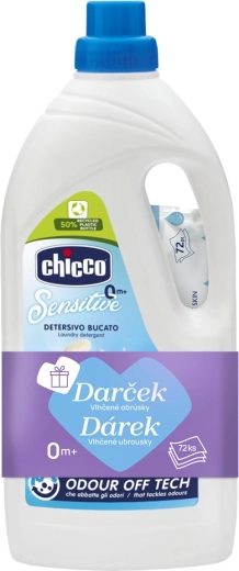 Chicco prací gél Baby Sensitive 1,5 l + vlhčené obrúsky 72 ks zdarma