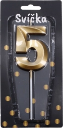 Zlatá párty sviečka číslo 5