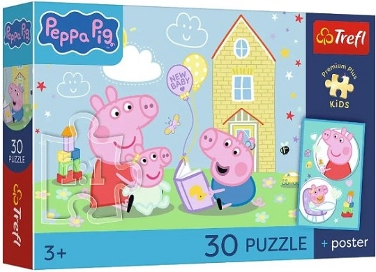 Detské puzzle Premium Plus Kids Prasiatko Peppa – Peppa má plán (30 dielikov)